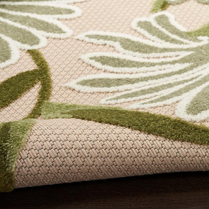 Nourison Home Aloha Ivory Green 2' x 6' Area Rug - Easy Clean, Non Shedding, Bed Room, Living Room, Dining Room, Kitchen (6' Runner)