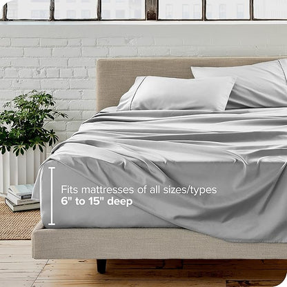 Bare Home California King Sheet Set - 1800 Ultra-Soft Microfiber Cal King Bed Sheets - Double Brushed - Deep Pockets - Easy Fit - 4 Piece Set - Bed Sheets (California King, Cloud Grey)