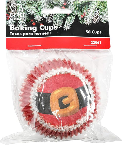 Chef Craft Paper Patterned Cupcake Liners, 50 Count, Red/White