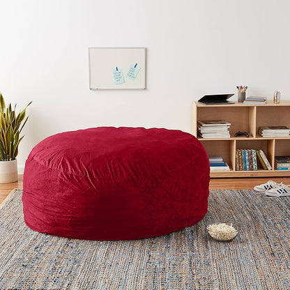 Sofa Sack Bean Bag Chair Cover Only, for Adults and Kids, Without Filling Comfy Fluffy Round or Oval Beanbag Chair Cover Replacement, Lazy Sofa Cover for Reading Chair or Floor Chair, 6-Feet, Cinnabar