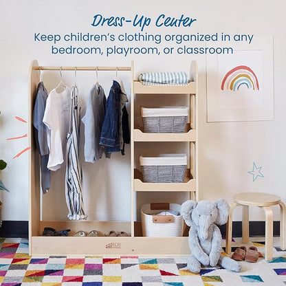 ECR4Kids Dress Up Center with Mirrors, Costume Organizer, Natural