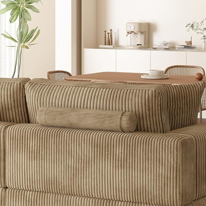 Eafurn Convertible L Shaped Modular Sectional Sofa Couch, 5 Seater Corduroy Upholstered Corner Sofa Lounge Couch with Extra Wide Reversible Chaise Lounge and Headrest for Living Room