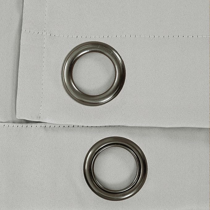 Lush Decor Insulated Grommet Blackout Window Curtain Panels, Pair, 52" W x 95" L, Light Gray - Classic Modern Design - Chic Window Decor - Long Curtains For Living Room, Bedroom, Or Dining Room