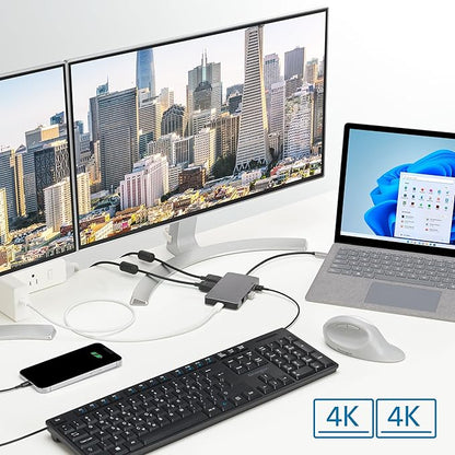 Kensington UH1450P Dual 4K Monitor USB Type C Hub, Laptop Docking Stations with Dual 1.4++ DisplayPort Ports, 85W Charging for Thunderbolt 3/4 and USB-C Devices, 2X USB-A, 1 USB Type C Port (K36900WW)