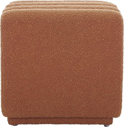 SAFAVIEH Home Collection Joseph Rust Boucle Channel Tufted Square Ottoman Seat Foot Rest (Fully Assembled)