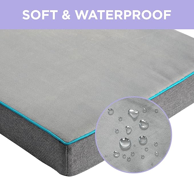 LE SURE XL Washable Dog Bed Cover Replacement Flannel Plush Fleece Cover for Orthopedic Pet Mat 41x29x3.5 Inches, Grey