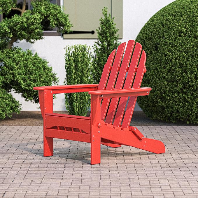 POLYWOOD AD5030SR Classic Folding Adirondack Chair, 38.5" H x31.25 W x 33.5" D, Sunset Red