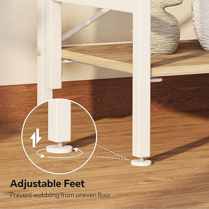 Folding Bookshelf,5 Tier Bookcase Foldable Shelf with X-Bracket Design, Adjustable Feet, Space Saving Storage for Living Room, Office, Light Coffee