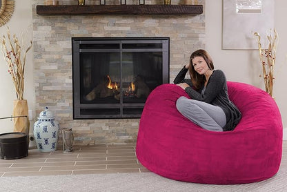 Chill Sack Bean Bag Chair: Giant 5' Memory Foam Furniture Bean Bag - Big Sofa with Soft Micro Fiber Cover - Pink