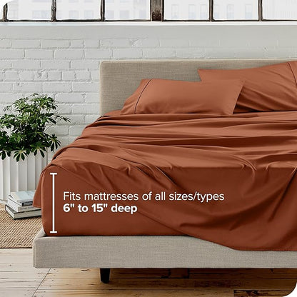 Bare Home Full Sheet Set - Luxury 1800 Ultra-Soft Microfiber Full Bed Sheets - Double Brushed - Deep Pockets - Easy Fit - 4 Piece Set - Bedding Sheets & Pillowcases (Full, Terracotta)