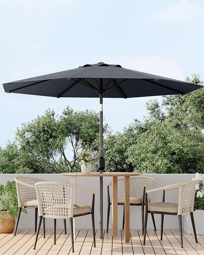 GarveeLife 10 ft Patio Umbrella, Outdoor Table Market Umbrella with Push Button Tilt and Crank, 8 Sturdy Ribs UV Protection Waterproof for Garden, Deck, Backyard, Pool (Grey)