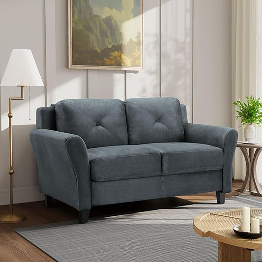 Lifestyle Solutions Harrington Loveseat, Dark Grey