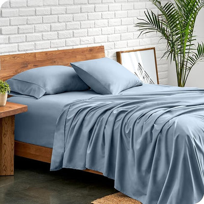 Bare Home Full Sheet Set - Luxury 1800 Ultra-Soft Microfiber Full Bed Sheets - Double Brushed - Deep Pockets - Easy Fit - 4 Piece Set - Bedding Sheets & Pillowcases (Full, Dusty Blue)