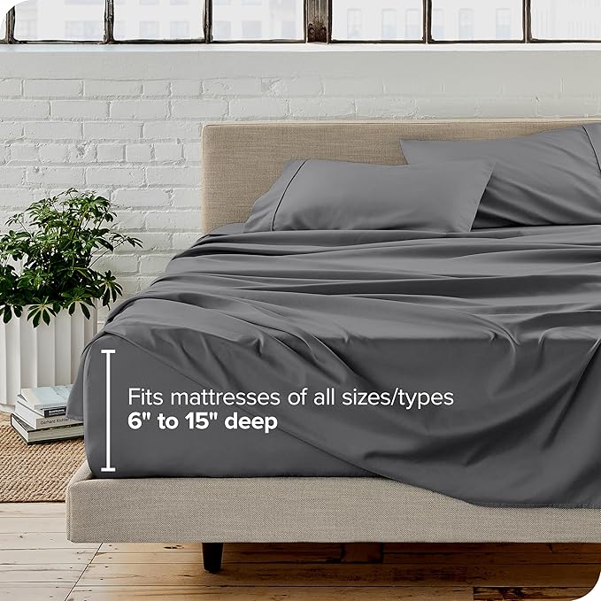 Bare Home Twin XL Sheet Set - College Dorm Size - Luxury 1800 Ultra-Soft Microfiber Twin Extra Long Bed Sheets - Deep Pockets - Easy Fit - Extra Soft - 3 Piece Set - (Twin XL, Grey)