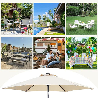 7.5FT Patio Umbrella, Outdoor Table Umbrella, Market Umbrella with Push Button Tilt and Crank for Garden, Lawn, Deck, Backyard & Pool