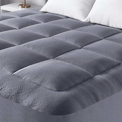 Ultra Soft Full Size Mattress Topper - Viscose Made from Bamboo Pillow Top Mattress Pad for Back Pain Relief - Naturally Cooling for Hot Sleepers, Grey