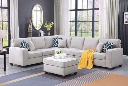 Devion Furniture Garisa Sectional Modular Sofa with Ottoman for Living Room, Apartment, Bedroom, Office, Dorm