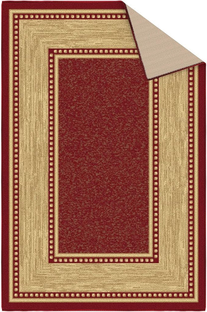 Ottomanson 3'3" x 4'7" Rugs for Living Room Border Area Rug for Bedroom - Non Slip Durable Large Floor Carpet for High Traffic Areas - Indoor Rug for Dining Room Kitchen Kids Playroom, Red