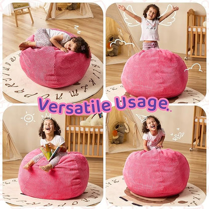 Bean Bag Chairs Teardrop Bean Bag Chair Beanbag Chair with Memory Foam Filled Machine Washable Cover for Living Room, Bedroom (Small,Pink)