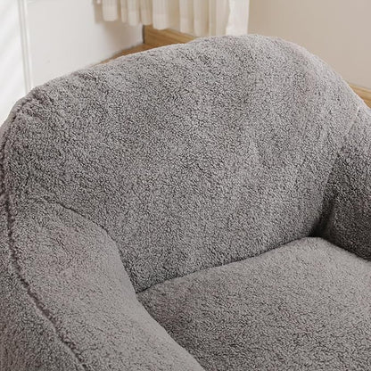 Furniliving Bean Bag Chair, Oversized Bean Bag Couch for Adults Comfy Bean Bag Sofa with Back Support, Giant Bean Bag Chair Stuffed Floor Sofa for Living Room Bedroom Dorm Office, Teddy, Light Grey