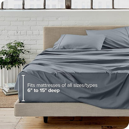 Bare Home Twin XL Sheet Set - 1800 Ultra-Soft Microfiber - Double Brushed - Deep Pockets - Easy Fit - 3 Piece Set - Bed Sheets (Twin XL, Steel Blue)