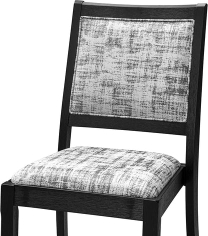 East West Furniture LGX25-BLK-30 -5 Piece Dining Set Includes a Rectangular Kitchen Table with Black Tabletop and 4 Stackable Polyester Fabric Chairs, Black