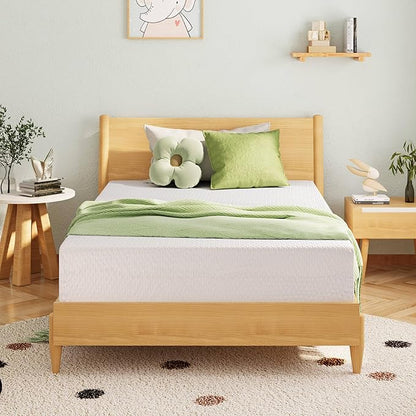 5 Inch Full Size Mattress for Kids, Memory Foam Mattress with Cooling Green Tea Gel, Relieve Pressure with Medium Firm Support, CertiPUR-US Certified, 75''L x 54''W, White