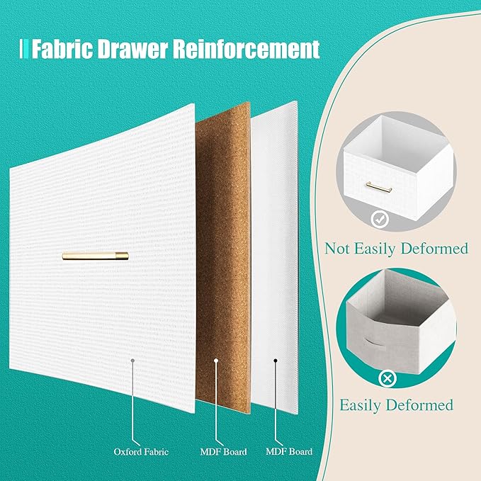 Modern Chest of Drawers for Bedroom，Tall White Fabric Dresser with 18 Deep Drawers, Large Vertical Storage Organizer Cabinet for Closet, Nursery, Office
