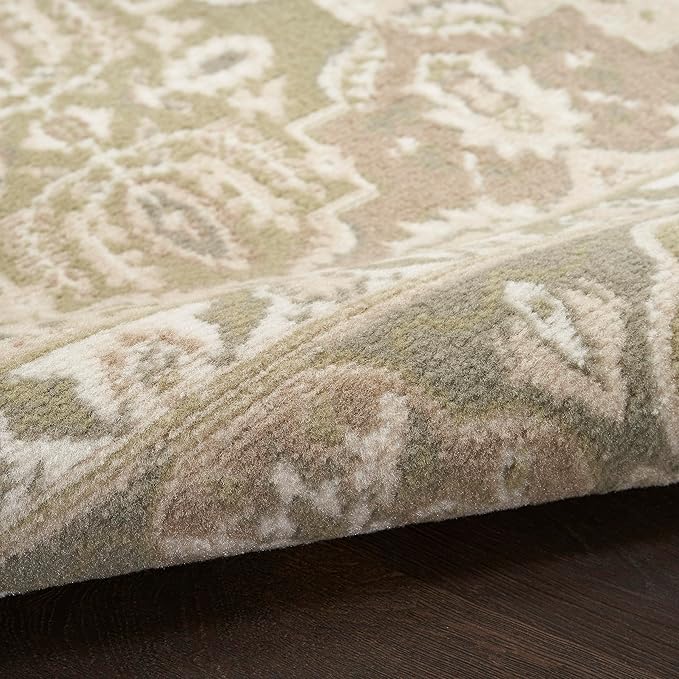 Nourison Home Grafix Green 5'3" x 7'3" Area Rug - Easy Clean, Non Shedding, Bed Room, Living Room, Dining Room, Kitchen (5' x 7')