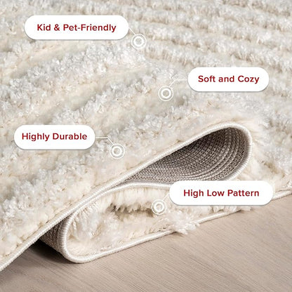 nuLOOM Gloria Abstract Shag Runner Rug, 2' 6" x 10', Beige