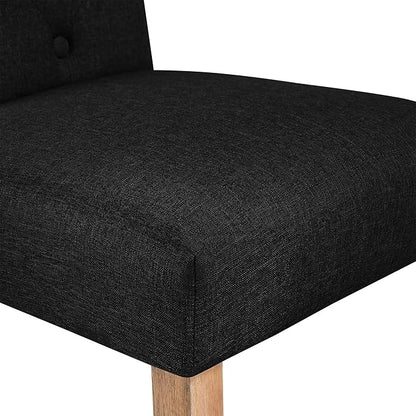 Yaheetech Dining Chairs Set of 2 Fabric Upholstered Dining Room Chairs with Button Tufted High Back and Solid Wood Legs for Kitchen/Living Room/Restaurant, Modern Style, Black