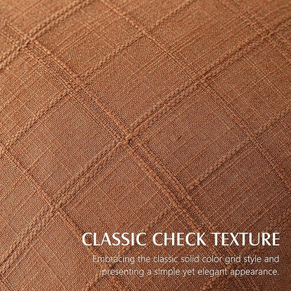 Foindtower Set of 2 Decorative Linen Check Throw Pillow Covers Neutral Farmhouse Lumbar Cushion Covers Modern Boho Home Decor for Sofa Chair Couch Bedroom Living Room Outdoor,12×20 Inch,Orange