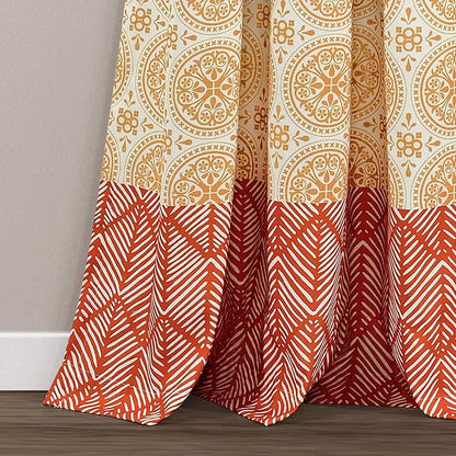 Lush Decor Bohemian Stripe Window Curtain Panels, Pair 52" W x 84" L Fuchsia & Orange - Light Filtering Curtains for Bedroom - Boho Curtains - Maximalist Decor