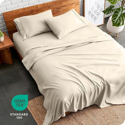 Bare Home Split King Sheet Set - 1800 Ultra-Soft Microfiber Bed Sheets - Double Brushed - Deep Pockets - Easy Fit - 5 Piece Set - Bedding Sheets & Pillowcases (Sand)