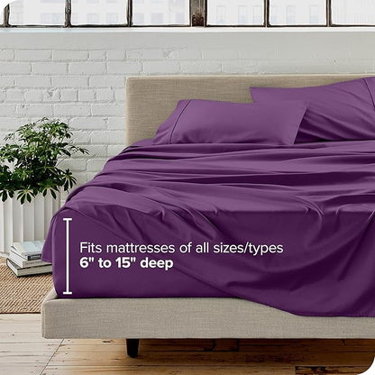 Bare Home Twin XL Sheet Set - College Dorm Size - Luxury 1800 Ultra-Soft Microfiber Twin Extra Long Bed Sheets - Deep Pockets - Easy Fit - Extra Soft - 3 Piece Set - Bed Sheets (Twin XL, Plum)