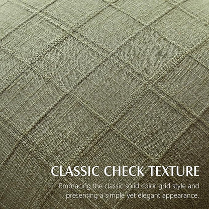 Foindtower Set of 2 Decorative Linen Check Throw Pillow Covers Neutral Farmhouse Vintage Cushion Covers Modern Boho Home Decor for Sofa Chair Couch Bedroom Living Room Outdoor,18×18 Inch,Sage Green