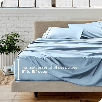 Bare Home King Sheet Set - Luxury 1800 Ultra-Soft Microfiber King Bed Sheets - Double Brushed - Deep Pockets - Easy Fit - 4 Piece Set - Bedding Sheets & Pillowcases (King, Light Blue)
