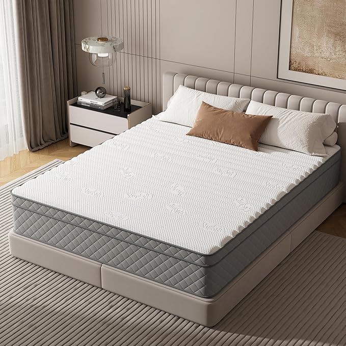 Full Mattress, 12 Inch Hybrid Double Mattress with Cooling Gel Memory Foam and Pocket Springs, CertiPUR-US Certified, Medium Firm