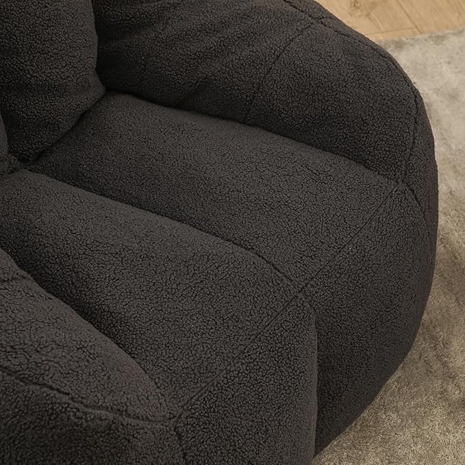 Furniliving Bean Bag Chair, Oversized Bean Bag Couch for Adults Comfy Bean Bag Sofa with Back Support, Large Bean Bag Chair Lazy Sofa for Living Room Bedroom, Darkgrey, Teddy