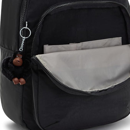 Kipling Women's Seoul 15" Laptop Backpack, Durable, Roomy with Padded Shoulder Straps, Built-In Protective Sleeve, Black Tonal Cu, 12.75''L x 17.25''H x 8''D