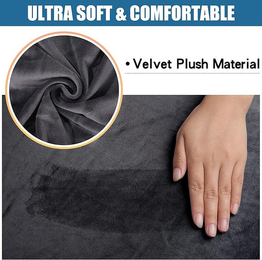 Smiry Velvet Seat Covers for Dining Room Chair Set of 4, Stretch Fit Removable Washable Chair Seat Cushion Protector Slipcovers with Ties, Dark Grey