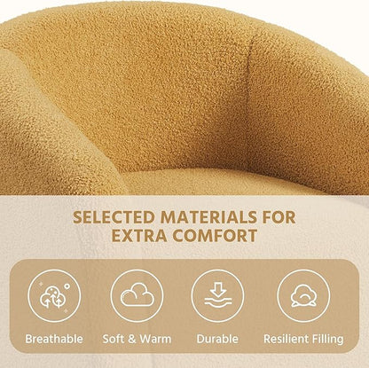 Yaheetech Accent Chairs for Living Room, Furry Barrel Chairs Set of 2, Sherpa Chairs with Soft Padded Armrest, Club Chairs for Bedroom Waiting Room Office, Mustard Yellow