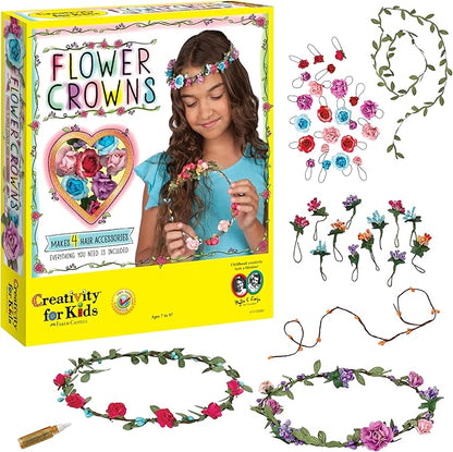 Creativity for Kids Flower Crowns Craft Kit - Create 4 Hair Accessories (Ages 7+)