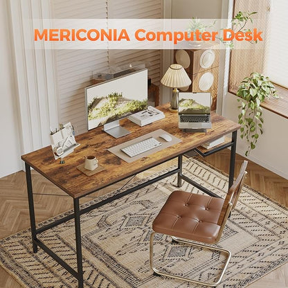Computer Desk 48 X 24 inch, Gaming Desk for Small Spaces, Modern Simple Style Table for Home Office, Study Student Writing Table (Shelf, Rustic Brown, 48 inch)