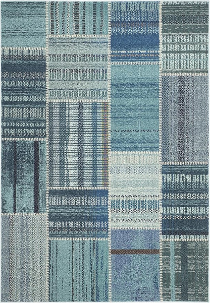 SAFAVIEH Monaco Collection Accent Rug - 4' x 5'7", Multi, Modern Patchwork Distressed Design, Non-Shedding & Easy Care, Ideal for High Traffic Areas in Entryway, Living Room, Bedroom (MNC215F)
