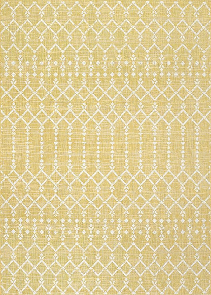 JONATHAN Y Moroccan Geometric Indoor Outdoor Area Rug 8X10 Yellow/Cream, Ourika Textured Weave for Backyard, Patio, Porch, Easy-Cleaning, High Traffic, Pet-Friendly, Non-Shedding (SMB108G-8)