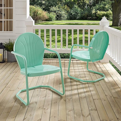 Crosley Furniture Griffith Outdoor Chair, Retro Metal Patio Chairs for Dining, Porch, Deck, Balcony, Aqua