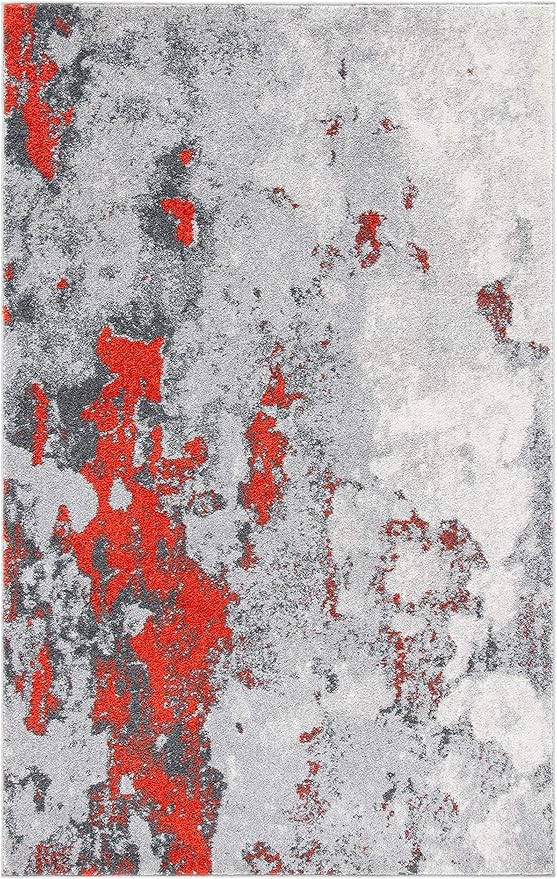 SAFAVIEH Adirondack Collection Accent Rug - 3' x 5', Orange & Grey, Modern Abstract Design, Non-Shedding & Easy Care, Ideal for High Traffic Areas in Entryway, Living Room, Bedroom (ADR134P)