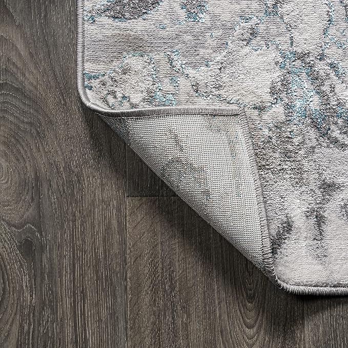 JONATHAN Y Swirl Marbled Gray/Turquoise Indoor Area Rug 5X8 ft, Abstract for Living Room, Bedroom, Kitchen, Office, Easy-Cleaning, High Traffic, Pet-Friendly, Non-Shedding SOR203A-5