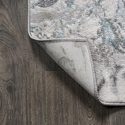 JONATHAN Y Swirl Marbled Gray/Turquoise Indoor Area Rug 5X8 ft, Abstract for Living Room, Bedroom, Kitchen, Office, Easy-Cleaning, High Traffic, Pet-Friendly, Non-Shedding SOR203A-5